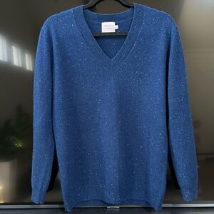 Brodie Blue Cashmere V-Neck Sweater, Size XS